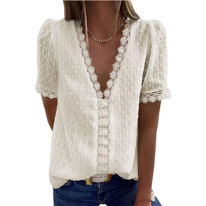 Dokotoo Lace V-Neck Top