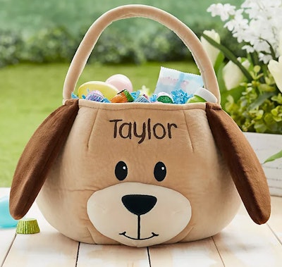 This Easter basket for toddlers is shaped like a puppy.
