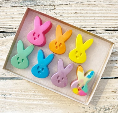 Bunny-shaped crayons are great for toddler Easter baskets. 