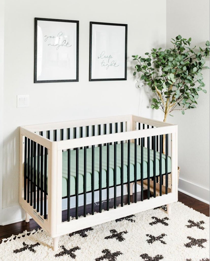 neutral nursery with black and white accents