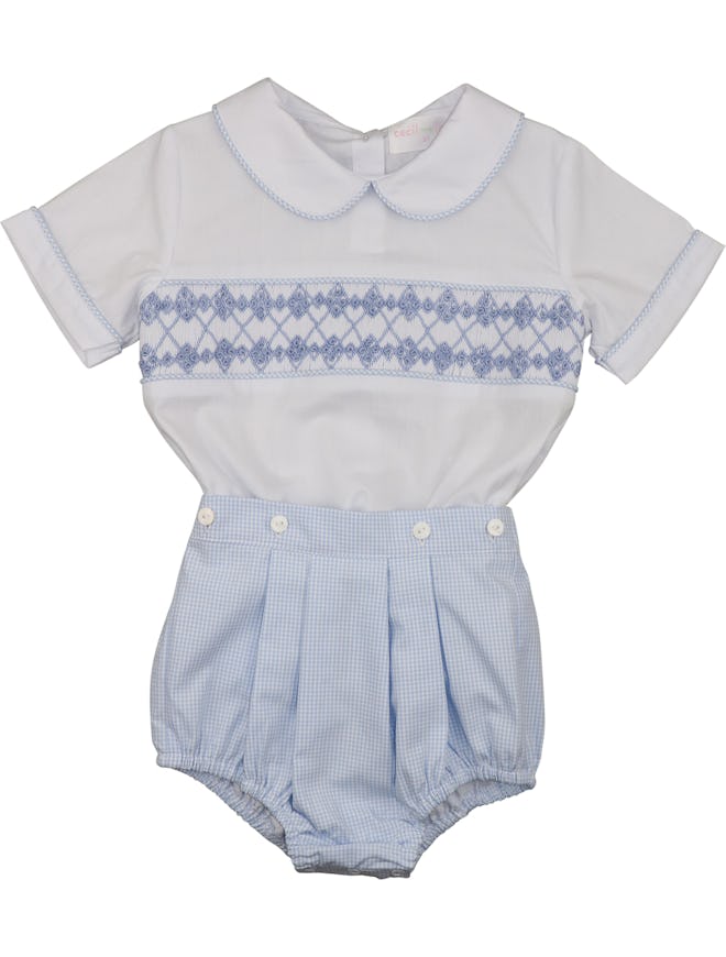 Collared smocked shirts look extra cute on little toddler boys.