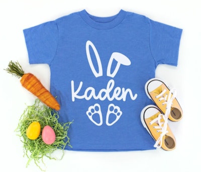 This personalized Easter bunny shirt is a great toddler Easter basket gift.