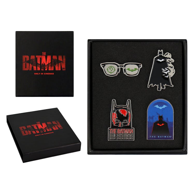Warner Bros. Studio's 'The Batman' exclusive merch includes enamel pins. 