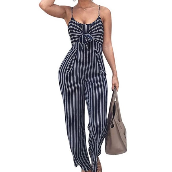 SheKiss Striped Spaghetti Strap Summer Jumpsuit