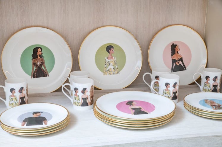 Kris Jenner's plates featuring the Kardashian-Jenners