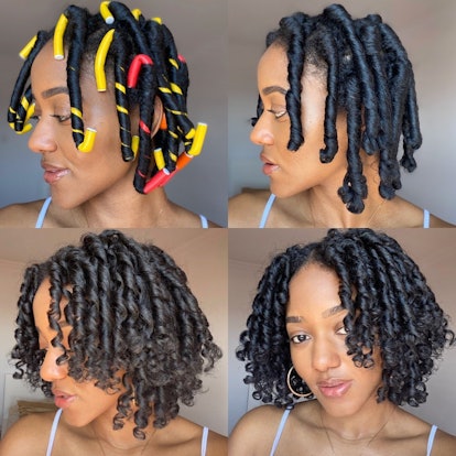Woman with flexi rods in hair step by step