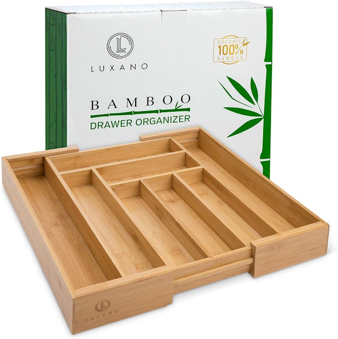 Luxano Expandable Bamboo Silverware Organizer