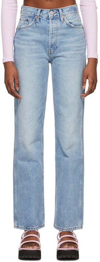90s jeans: Re/Done Blue 90s High-Rise Loose Jeans