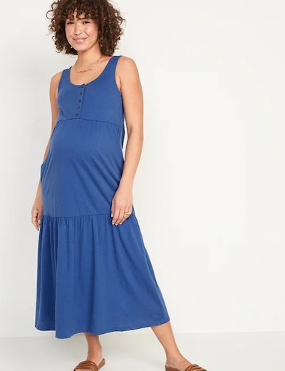 Old Navy Tiered maxi dress is cheap maternity clothing