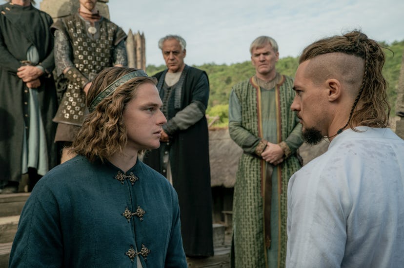 Timothy Innes as King Edward, and Alexander Dreymon as Uhtred in 'The Last Kingdom'