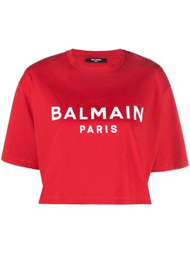 Balmain's Cropped Logo-Print T-Shirt.