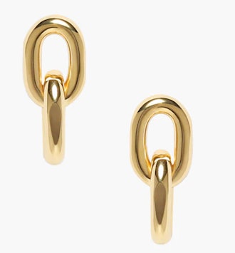gold link drop earrings
