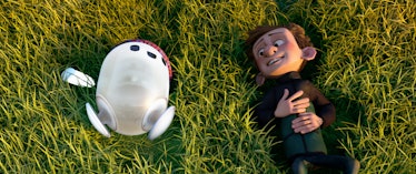 Ron and Barney lying in grass in Ron's Gone Wrong