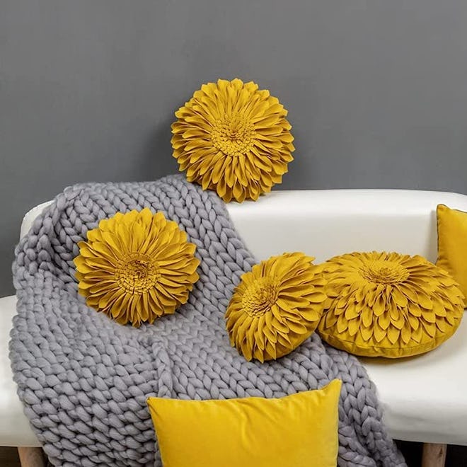 JWH 3D Flower Throw Pillow Cover