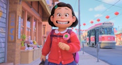 Meilin Lee marching down the streets of Toronto's Chinatown, with her tamagotchi hooked onto her bac...
