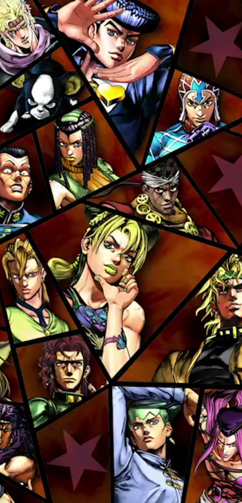 A collage of all the characters from JoJo's Bizarre Adventure: All Star Battle R