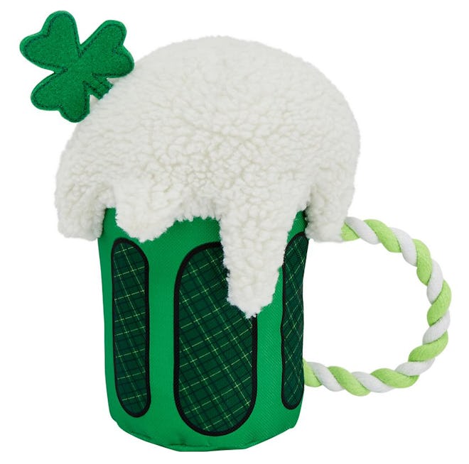 Gift your pup a green beer dog toy for St. Patrick's Day.
