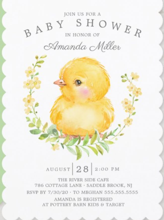 Chick invitation for Easter baby shower