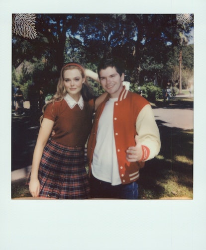 Elle Fanning with Colton Ryan on the set of ‘The Girl From Plainville.’ All photographs by Mirren Go...