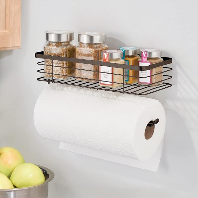 mDesign Paper Towel Holder with Multi-Purpose Shelf