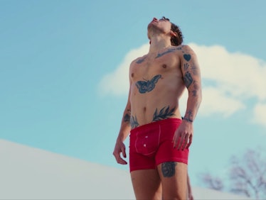 Harry Styles wearing red underwear in his 'As It Was' music video