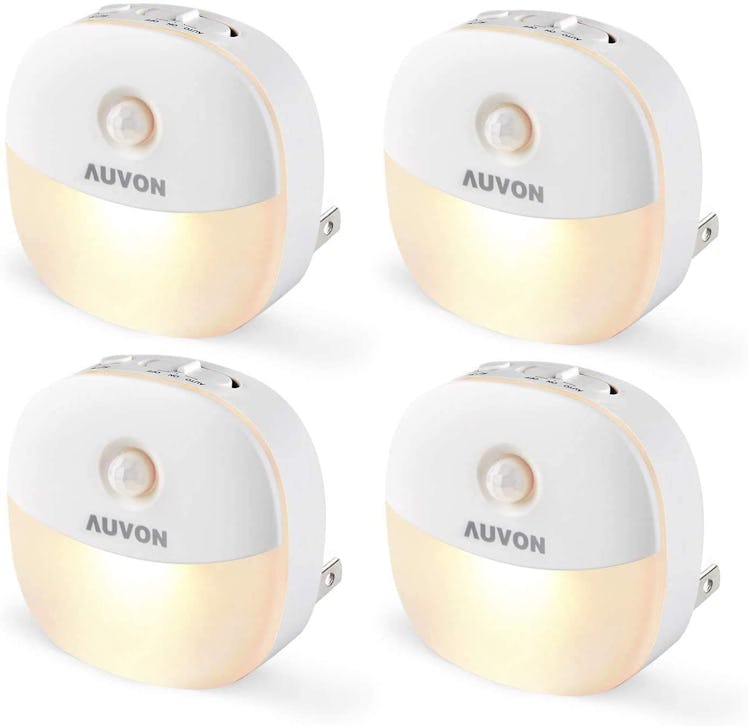 AUVON Plug-in LED Motion Sensor Night Light (4-Pack)