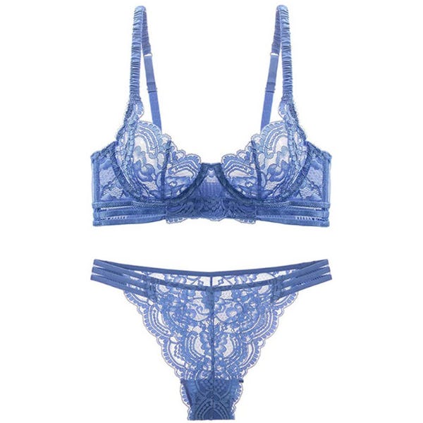Guoeappa Sheer Lace Bra and Panty Set