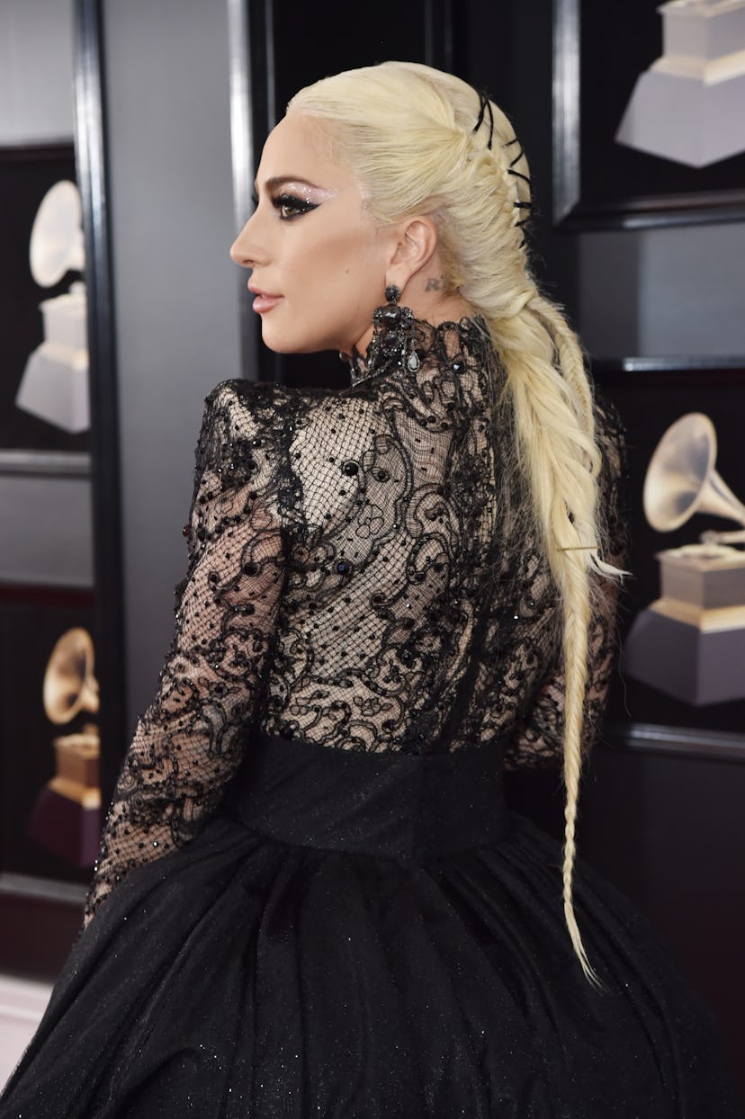 Lady Gaga's dramatic braid from the 2018 Grammys was a standout hair moment.