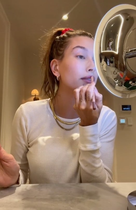 Hailey Bieber lip liner overline TikTok makeup tutorial