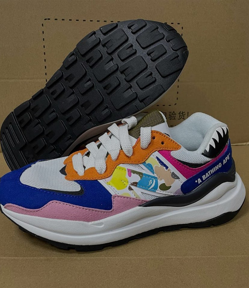 New Balance x Bape 57/40 multicolor camo sneaker