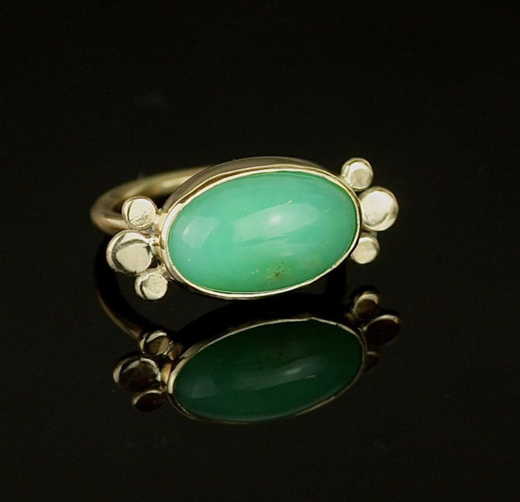 Chrysoprase 9-CT Recycled Gold Statement Ring