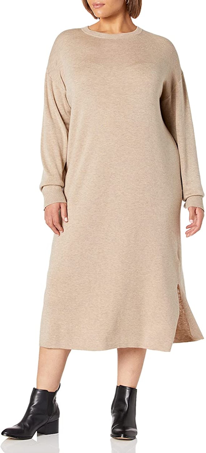 The Drop Suki Rib Midi V-Back Sweater Dress