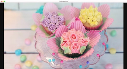 Use a cupcake Zoom background for your family Easter call