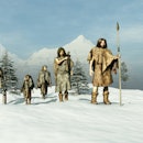 Ice Age people traveling by foot