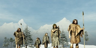 Ice Age people traveling by foot