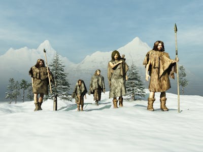 Ice Age people traveling by foot