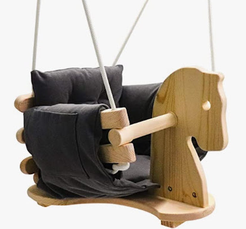 DILIMI Baby Wooden Horse Swing