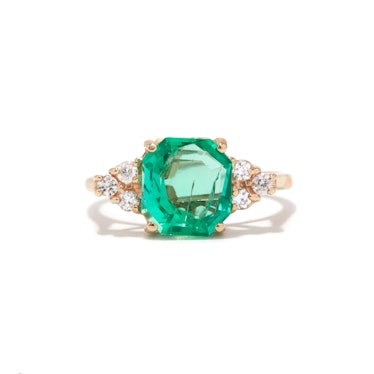 Ashley Zhang Jewelry Vintage Emerald And Diamond Ring