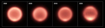 four thermal images of neptune across time
