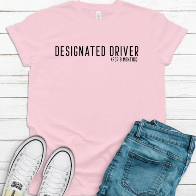 Designated driver t-shirt is a great mothers day pregnancy announcement idea 