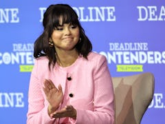 Selena Gomez at the Deadline Contenders Television with classic french manicure.