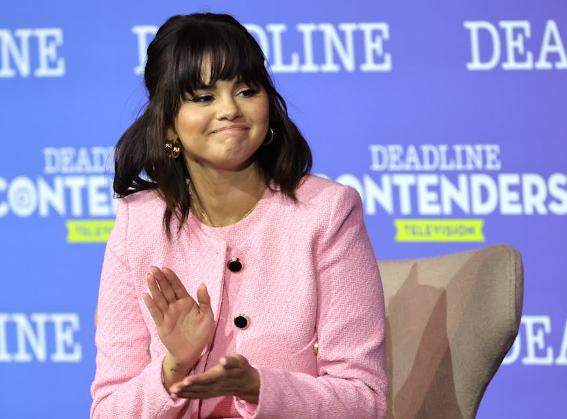 Selena Gomez at the Deadline Contenders Television with classic french manicure.