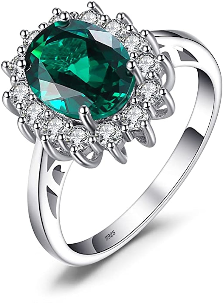 Simulated Emerald Engagement Ring