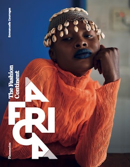 the cover of the book "Africa: The Fashion Continent" which features a model wearing a headdress mad...