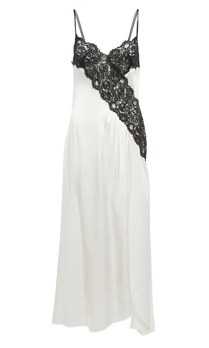 victoria beckham silver slip dress VICTORIA BECKHAM Satin-crepe maxi slip dress
