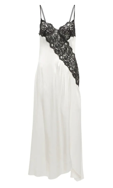 Lace-Trimmed Silk Satin Slip Dress