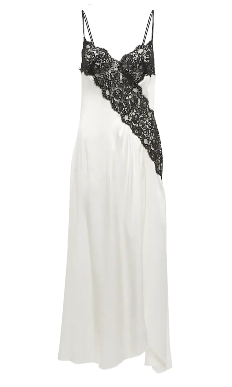 victoria beckham silver slip dress VICTORIA BECKHAM Satin-crepe maxi slip dress