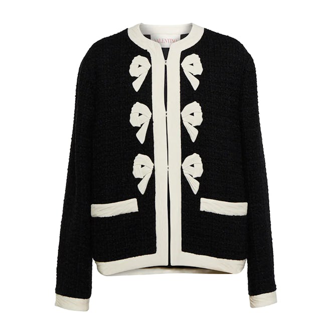 Valentino Bow Embellished Tweed Jacket