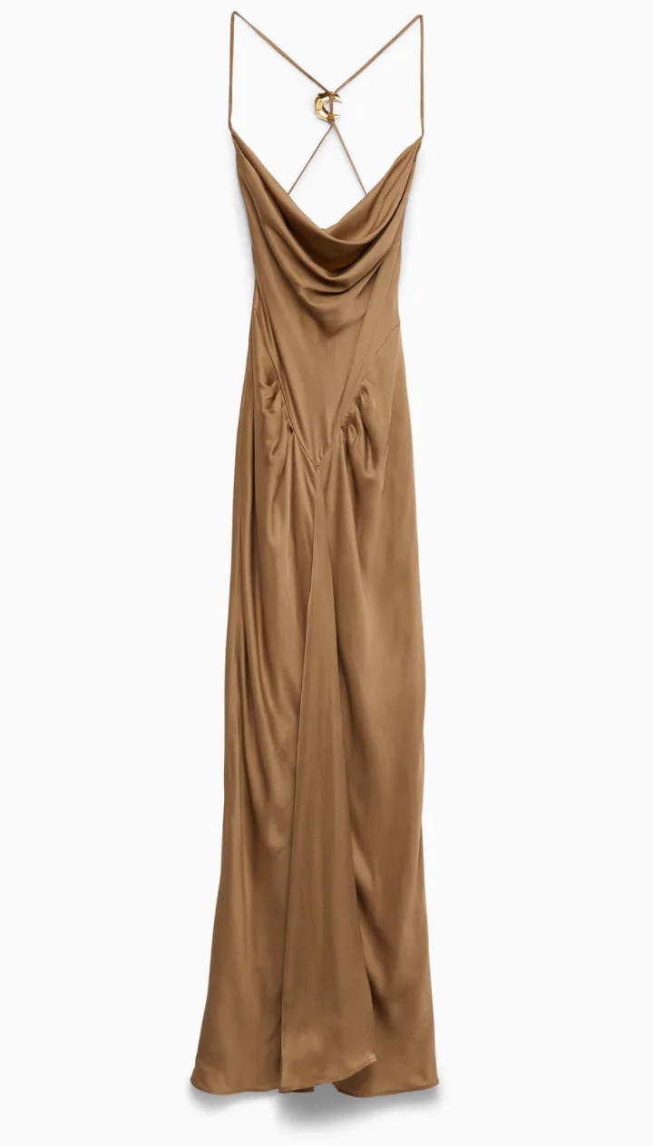 victoria beckham silver slip dress VICTORIA BECKHAM Satin-crepe maxi slip dress