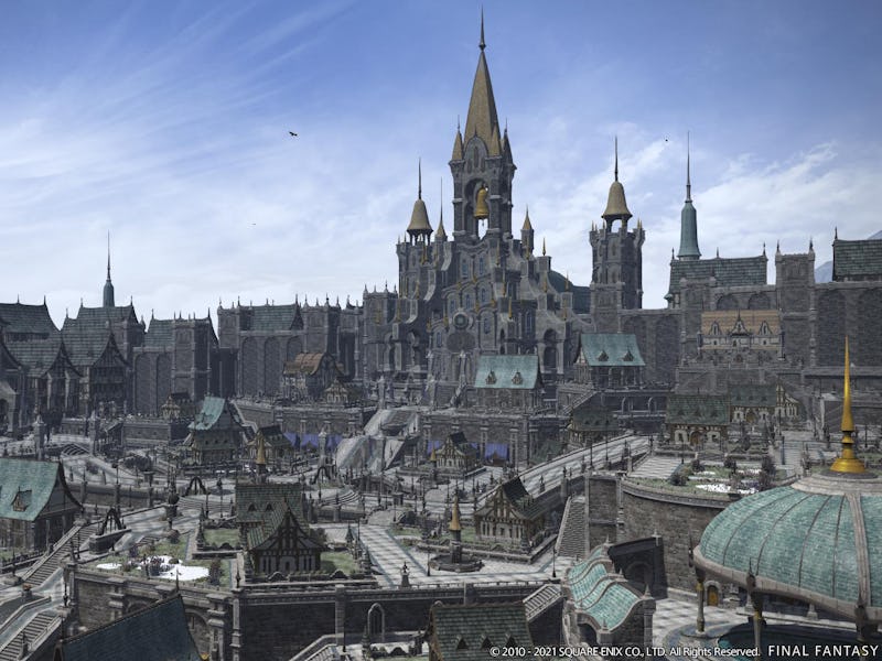 screenshot of Ishgard Empyreum housing district in Final Fantasy 14